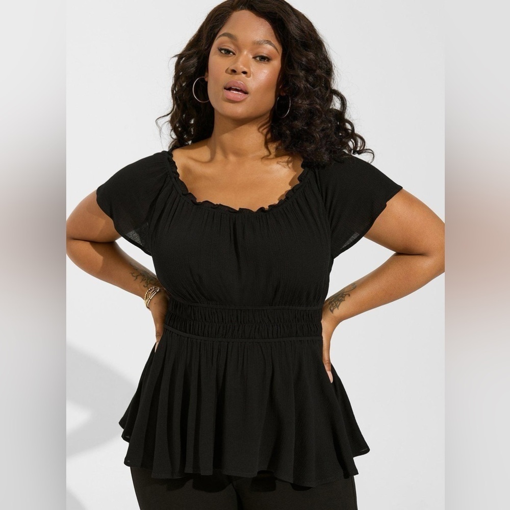 Torrid Babydoll Washable Gauze Short Sleeve Top Size 3x